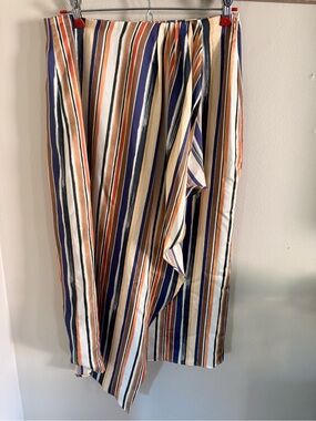 Mango Striped Midi Skirt in Navy, Rust, Cream, Brown